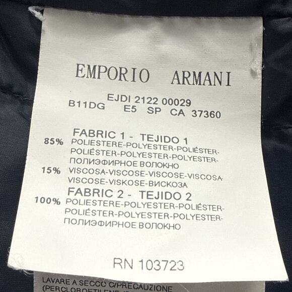 Men's‎ Emporio Armani Jeans Slim-Fit Navy Full Zip Down Jacket Size Small - Picture 10 of 11